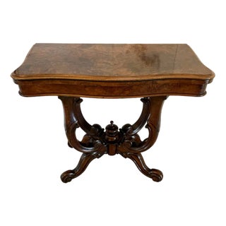 Victorian Burr Walnut Card Table, 1860s For Sale