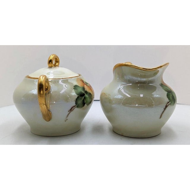 1930s Signed Ct Altwasser Floral Porcelain Creamer & Sugar With Lid For Sale - Image 4 of 17