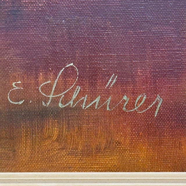 Vintage original classic European oil painting on canvas by German artist Erich Schürer (1910–1998). This beautifully...