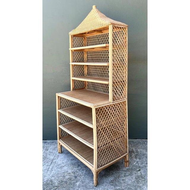 Amanda Lindroth Pagoda Rattan Etagere For Sale - Image 12 of 12