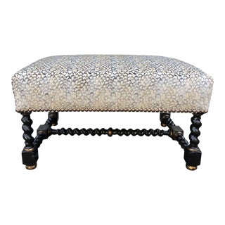 Spanish Colonial Designer Ottoman Footstool Bench by Charles Pollock - Silk Velvet For Sale