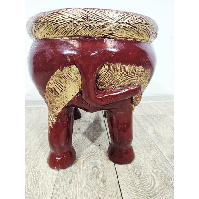 Wood Antique Elephant Side Stool, 1800s For Sale - Image 7 of 16