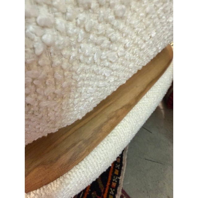 Cream Custom Cream Color Boucle and Wood Lounge Chair For Sale - Image 8 of 11