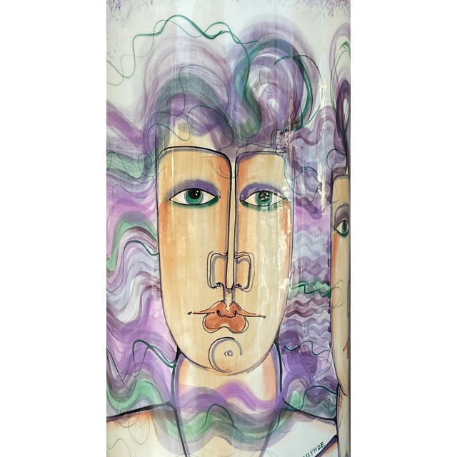 Vintage 1980s Hand Painted Ceramic Vase For Sale In West Palm - Image 6 of 7