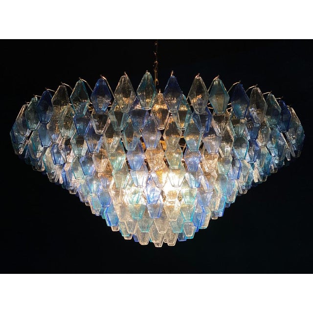 Glass Sapphire Color Poliedri Murano Glass Ceiling Light or Chandelier For Sale - Image 7 of 18