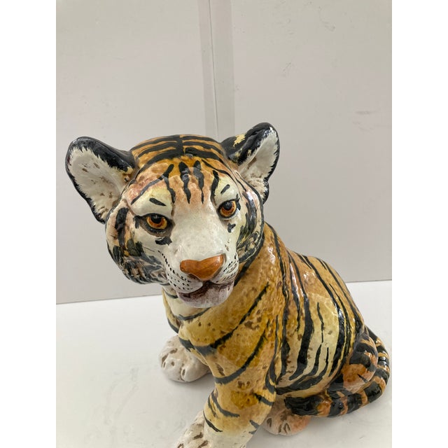 1960s Italian Glazed Terra Cotta Tiger Cub For Sale - Image 5 of 10