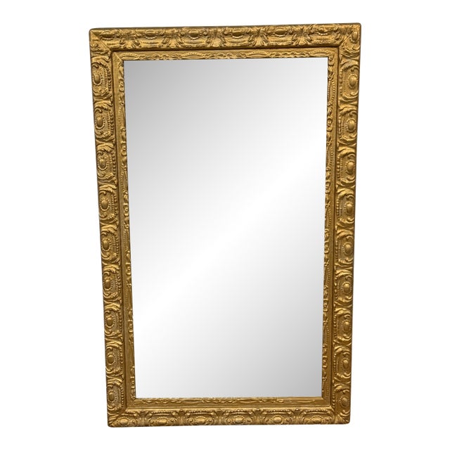 Golden Gilt Wood Wall Mirror For Sale