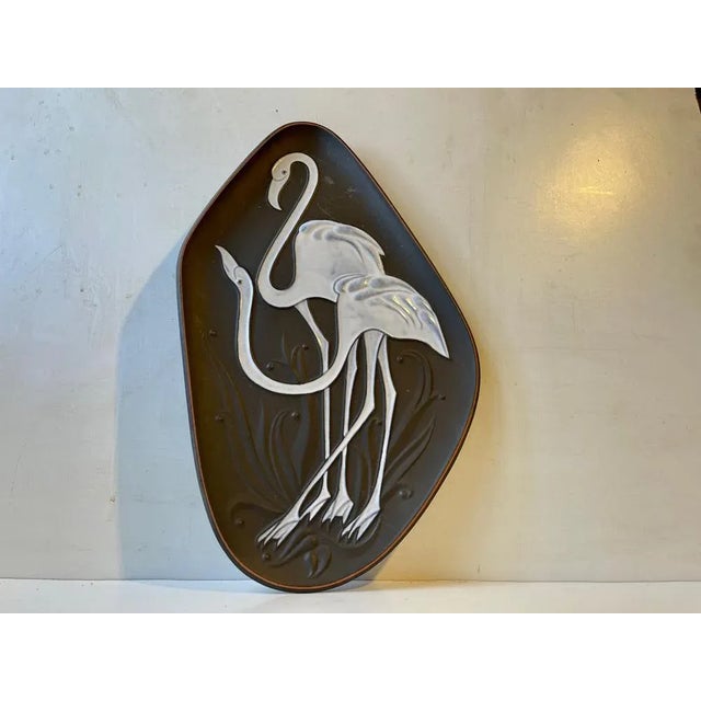 Danish Modern Ceramic Dish with Flamingos by Piotr Labuzek Baro for Knabstrup, 1960s For Sale - Image 9 of 9