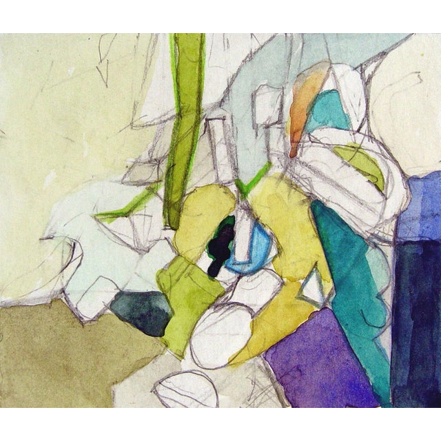 Contemporary Late 20th Century Jewel Tones Abstract Watercolor Painting For Sale - Image 3 of 5