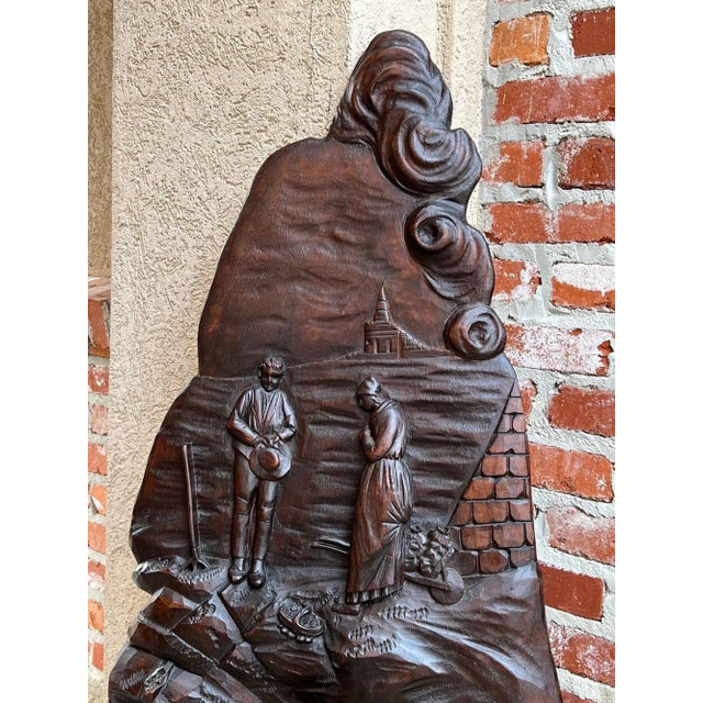 Antique French Carved Wood Wall Sculpture the Angelus by Jean Francois Millet For Sale - Image 4 of 13
