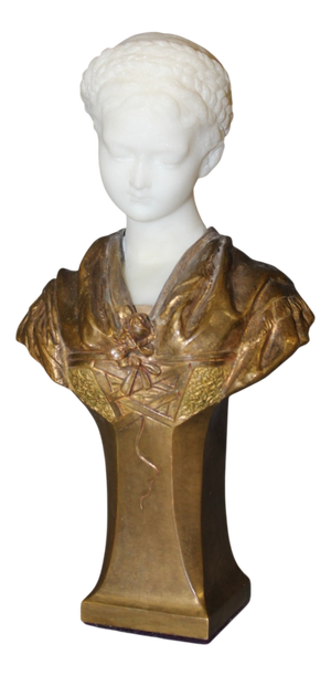 Bust of a Young Woman in Bronze and Marble by Vordormayer