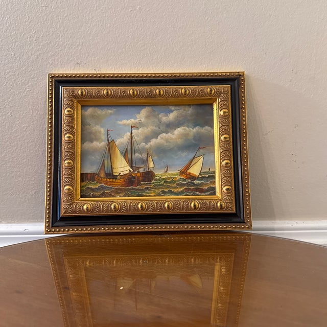 “Warm Waters” Vintage Sailboat Seascape Oil Painting For Sale - Image 9 of 11