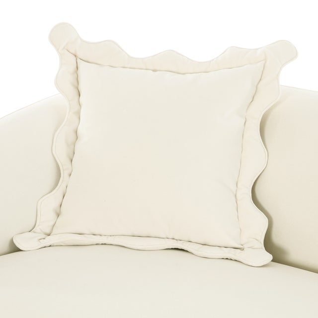 Lou Cream Performance Velvet Sofa For Sale - Image 4 of 6