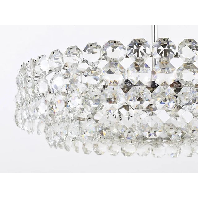 Metal Large Austrian Nickel Chandelier with Diamond-Shaped Crystals from Bakalowits & Söhne, 1960s For Sale - Image 7 of 11