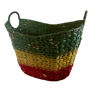 Vintage Boho Chic Hand Painted Laundry Basket With Handles