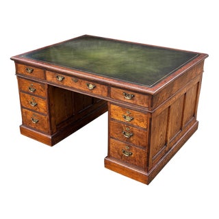 Pitch Pine Partners Desk, 1880s For Sale