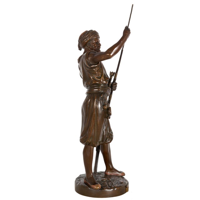 French Rare French Orientalist Bronze Sculpture Arab Warrior After Jean Didier Debut For Sale - Image 3 of 12