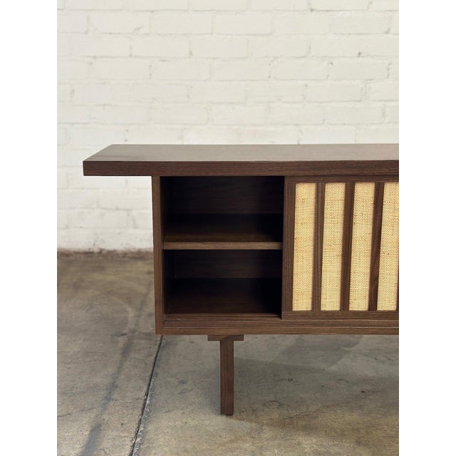 Modern Made to Order “ Stecca” Credenza- Solid Walnut Surface Upgrade For Sale - Image 3 of 12