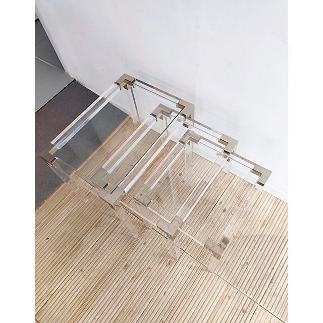Metal Methacrylate Nesting Tables, 1980s, Set of 3 For Sale - Image 7 of 10