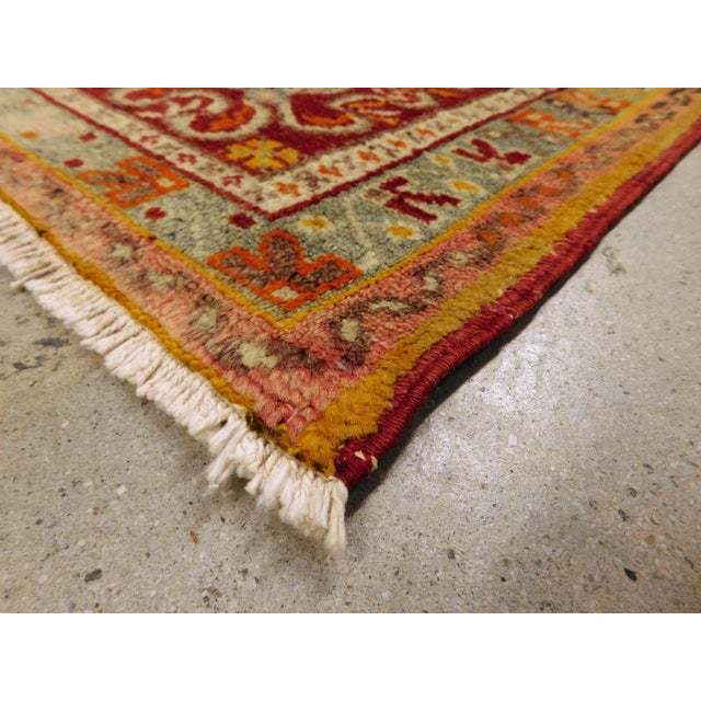 Red Vintage Handmade Turkish Ushak Area Rug. 3'x 5'9" For Sale - Image 8 of 16