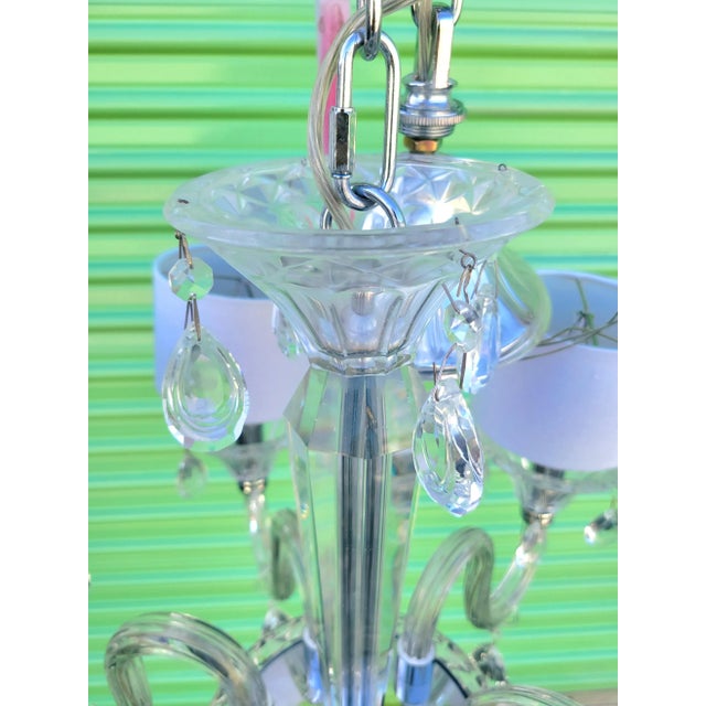 Glass Vintage Murano Glass Crystal Chrome 6 Light Chandelier For Sale - Image 7 of 11
