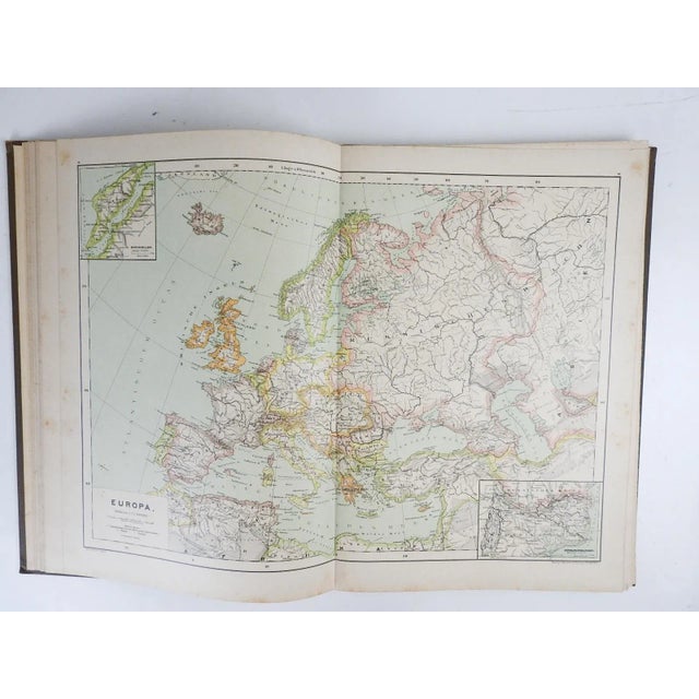 Antique German Hartleben's Volks Atlas Book World Maps For Sale - Image 9 of 11