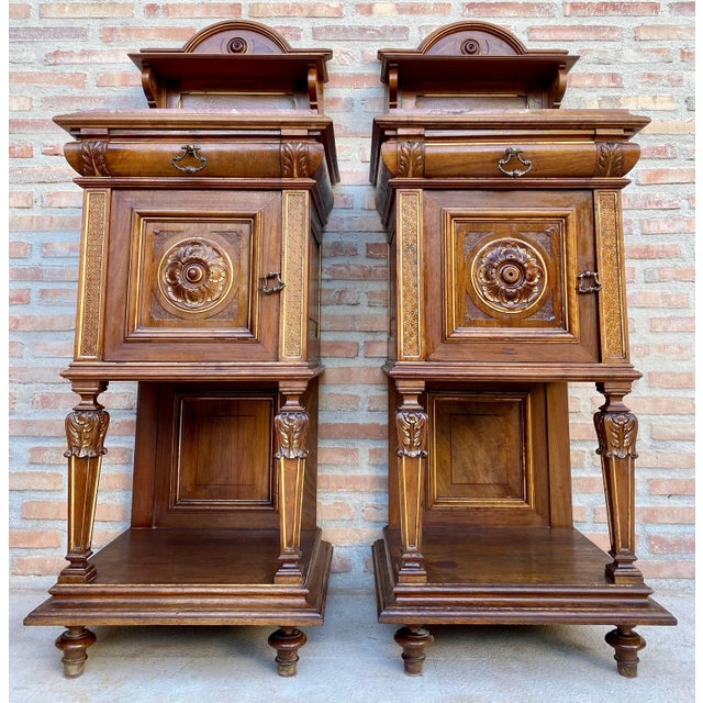 19th Century French Marble Top Bedside Tables, 1890s, Set of 2 For Sale - Image 16 of 18