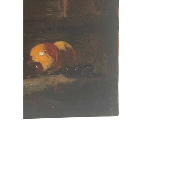 Vintage Still Life Oil Painting With Fruit and Wine Goblet on Canvas For Sale In Seattle - Image 6 of 10
