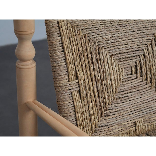 Vintage Woven Seagrass Lounge Chair, France, 1970s For Sale - Image 10 of 11
