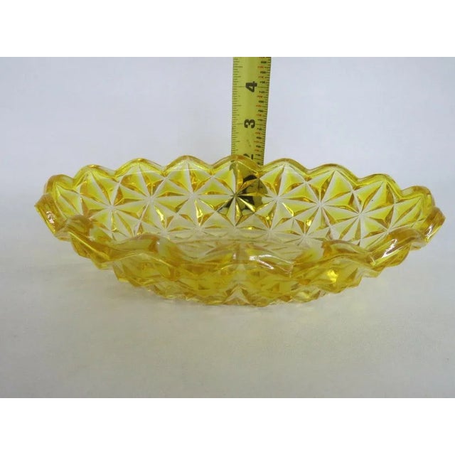 Yellow Gold Amber Glass Diamond Pattern Candy Nut Dish Bowl For Sale - Image 4 of 11