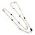 Bochic “Capri” Pearl, Blue Sapphire, Red Ruby & Mix Gems Long Necklace For Sale