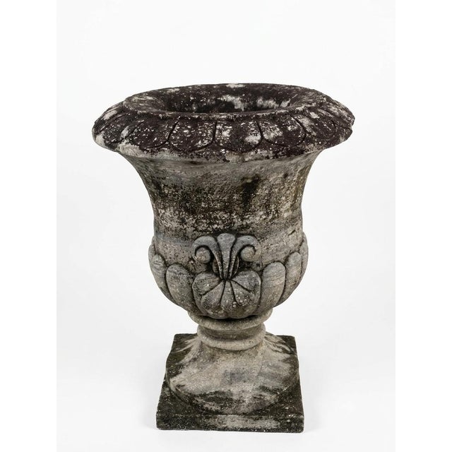 Embrace timeless European garden elegance with this substantial vintage cast stone planter urn. Crafted in a classical...