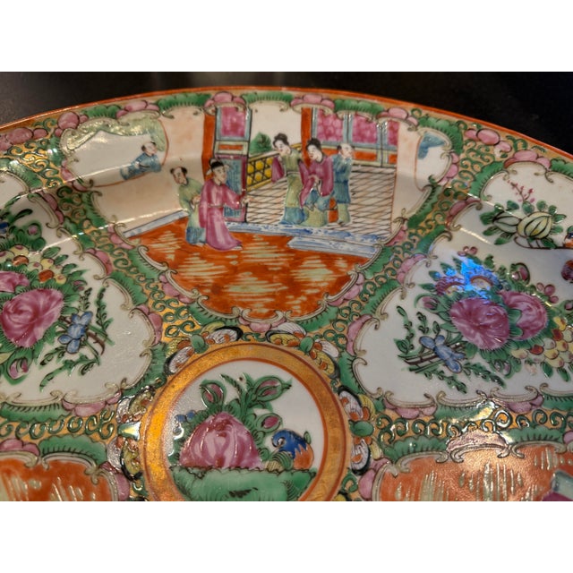 Ceramic Large Antique Rose Medallion Platter C 1915 For Sale - Image 7 of 8