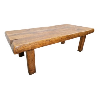 Mid-Century Brutalist Coffee Table in Oak, Spain, 1960s For Sale