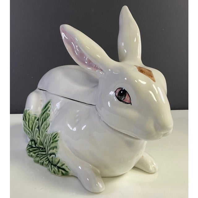 Bordallo Pinheiro Vintage Bordalo Pinheiro Portugal Majolica Easter Bunny Rabbit Soup Tureen For Sale - Image 4 of 8