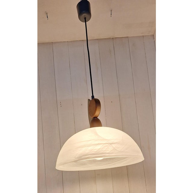 2000 - 2009 Vintage Pendant Lamp with Marbled White Glass Shade by Honsel, 2000s For Sale - Image 5 of 8