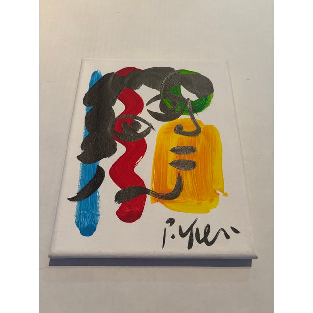 Abstract Abstract Geometric Portrait Painting on Canvas, Peter Keil For Sale - Image 3 of 4