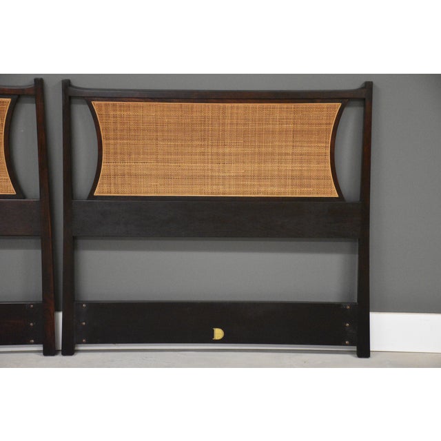 Dunbar Furniture Edward Wormley for Dunbar Solid Walnut Twin Headboards - A Pair For Sale - Image 4 of 8