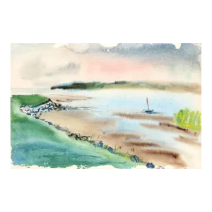 1940s "Seaside P5.6" Watercolor Painting by Eve Nethercott