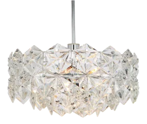 German Chrome and Crystal Glass Chandelier by Kinkeldey, 1970s