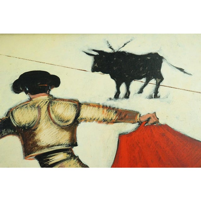 Gilberto Filibeck, Bullfighter with a Bull in a Bullfight, 20th Century, Oil on Canvas For Sale - Image 9 of 17