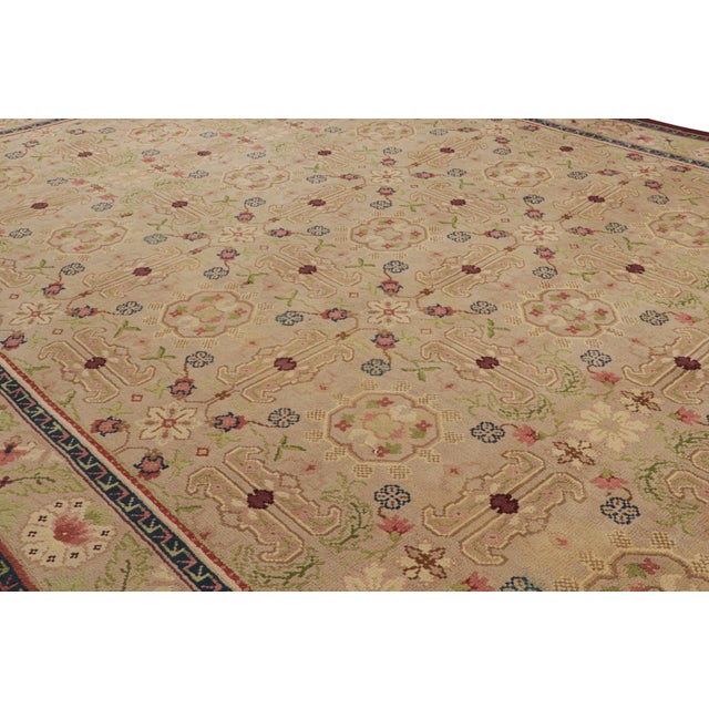 Rug & Kilim Oversized Antique Savonnerie Rug in Brown With Floral Patterns, From Rug & Kilim For Sale - Image 4 of 7