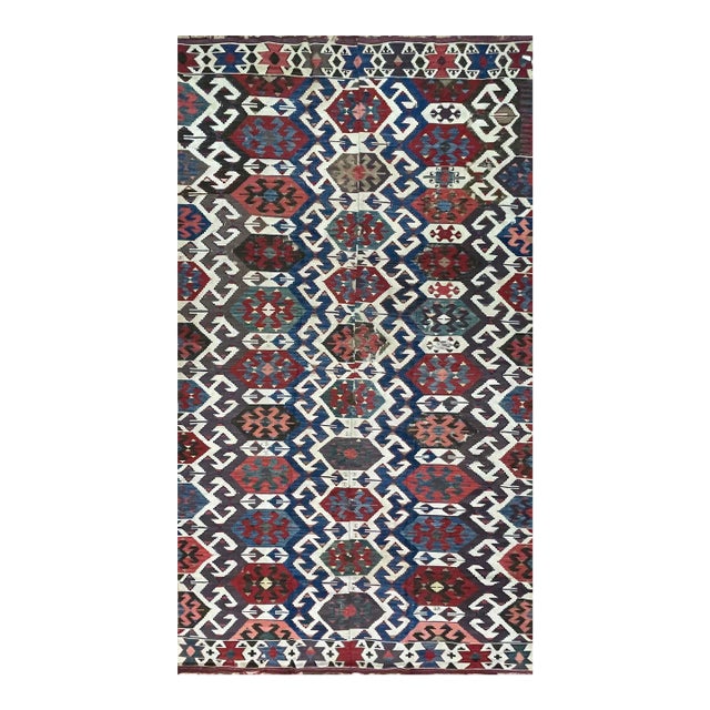 Antique Shahsavan Kilim/Rug Large and Unusual, C-1900's as Is For Sale