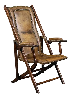 Antique Lounge Chair in Leather and Walnut