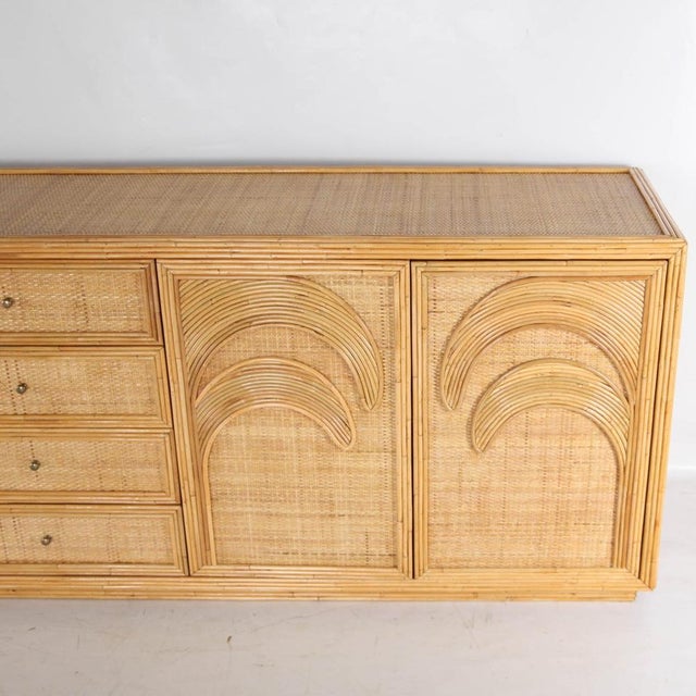 Mid-Century Modern Palm Tree Sideboard in Rattan and Raffia For Sale - Image 3 of 18
