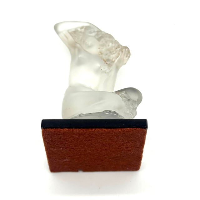 Lalique Vintage Lalique France Floreal Frosted Crystal Nude Female Figurine on Black Base - Signed For Sale - Image 4 of 6