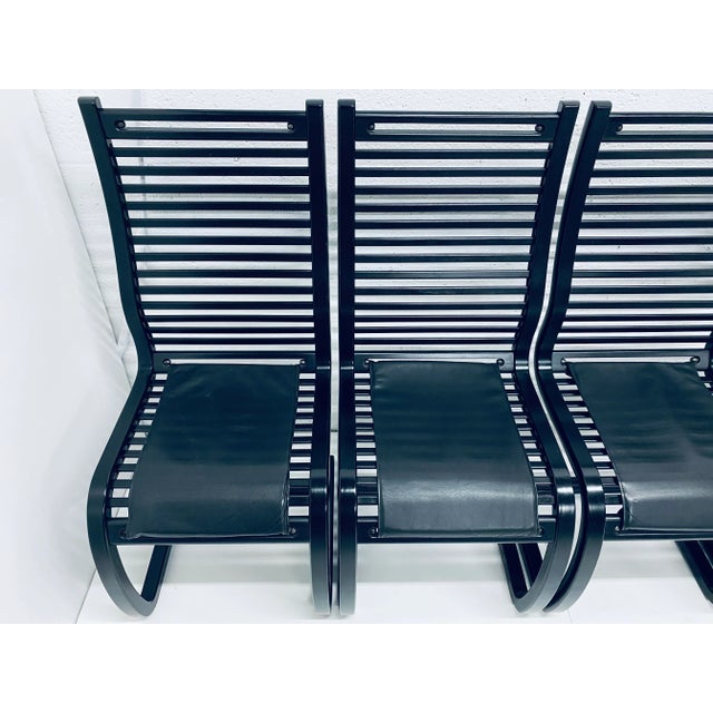 Set of Six Terge Hope “Spring” Black Wood Slat Cantilevered Dining Chairs for Westnofa For Sale In Miami - Image 6 of 13