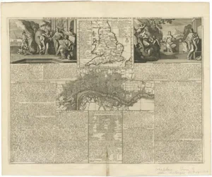 Antique Map of England and London, 1720