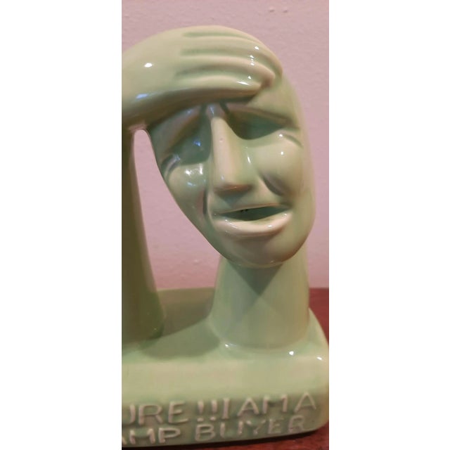 Vintage Rare Green Ceramic Mid Century Modern Head by Modern Arts Co Promo For Sale - Image 11 of 13