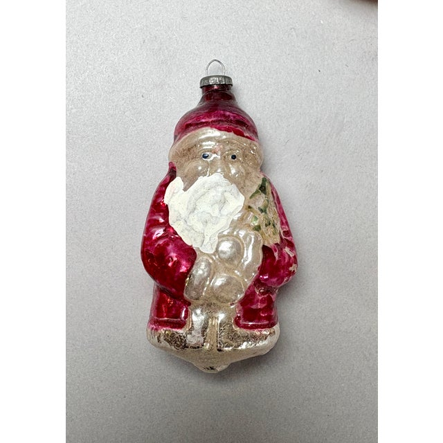 Collection of 8 Antique German Mercury Glass Santa Claus Christmas Ornaments, C. 1920–1940 For Sale - Image 4 of 18